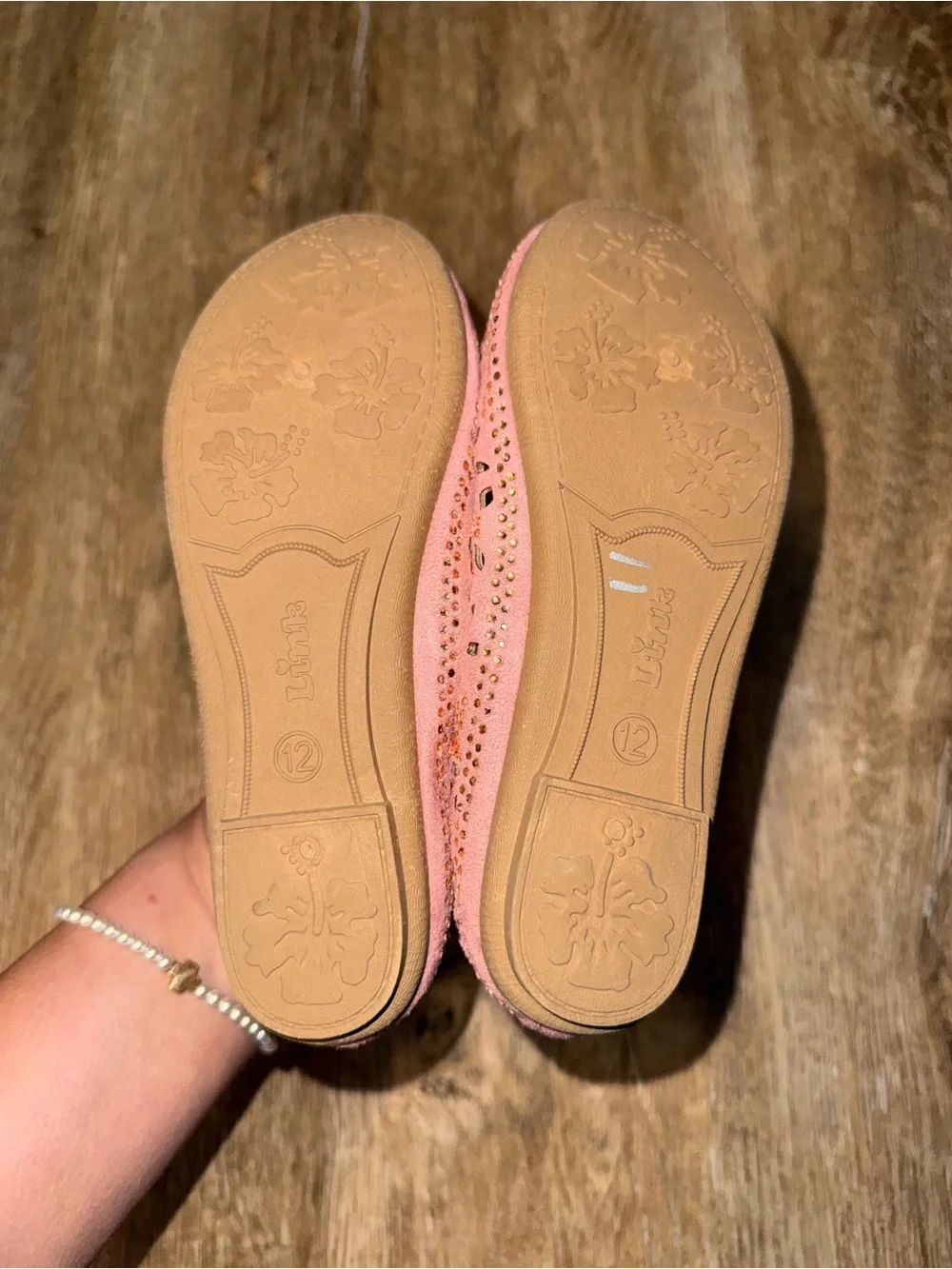 Girls Link Comfort Pink Laser Cut Ballet Flats Size 12 | Like New